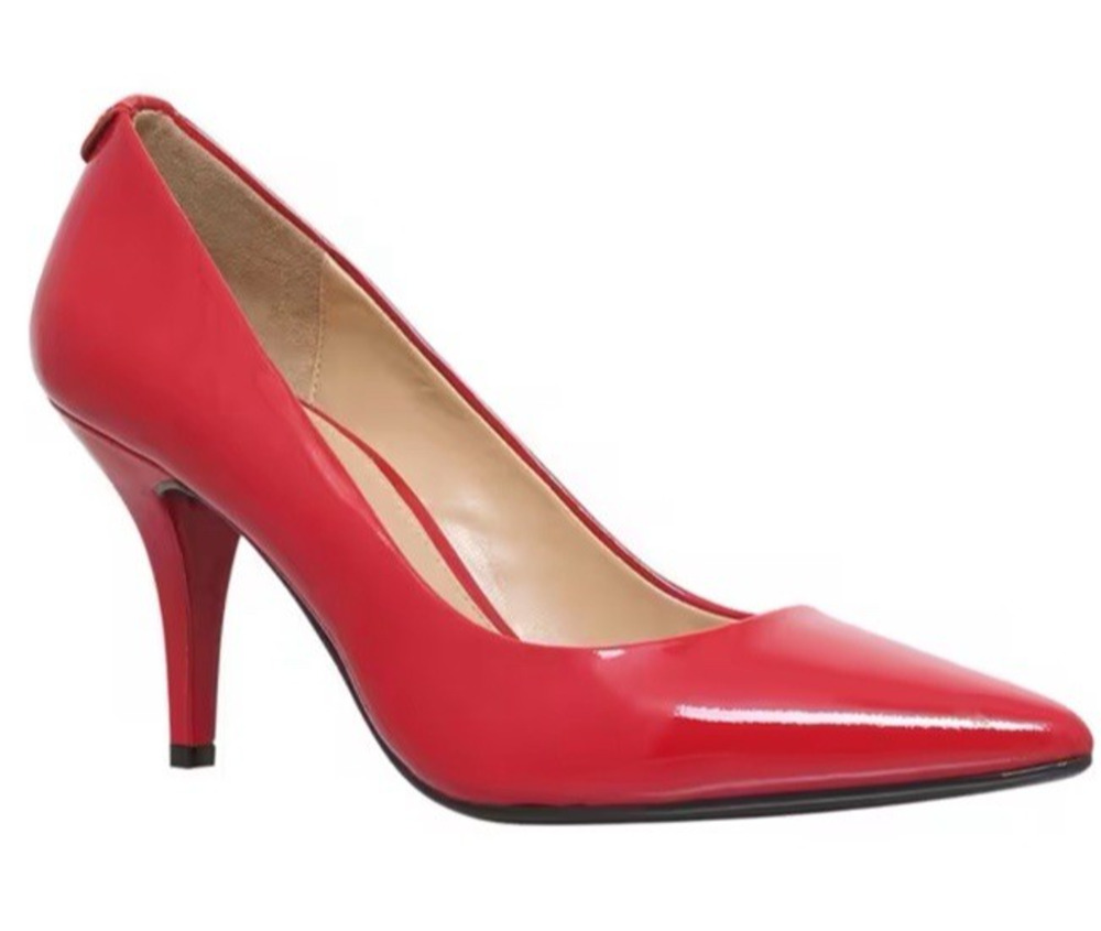 Michael Kors 7.5 Red Leather Stiletto Heels Flex Pumps Pointed Toe Dressy NWOT